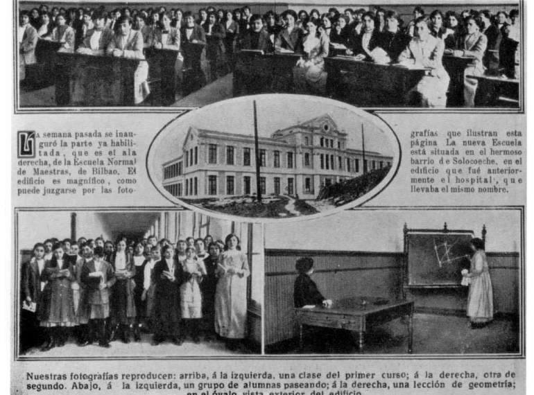 Inauguración de la Escuela Normal de Maestras, en Solokoetxe. Año 1912.