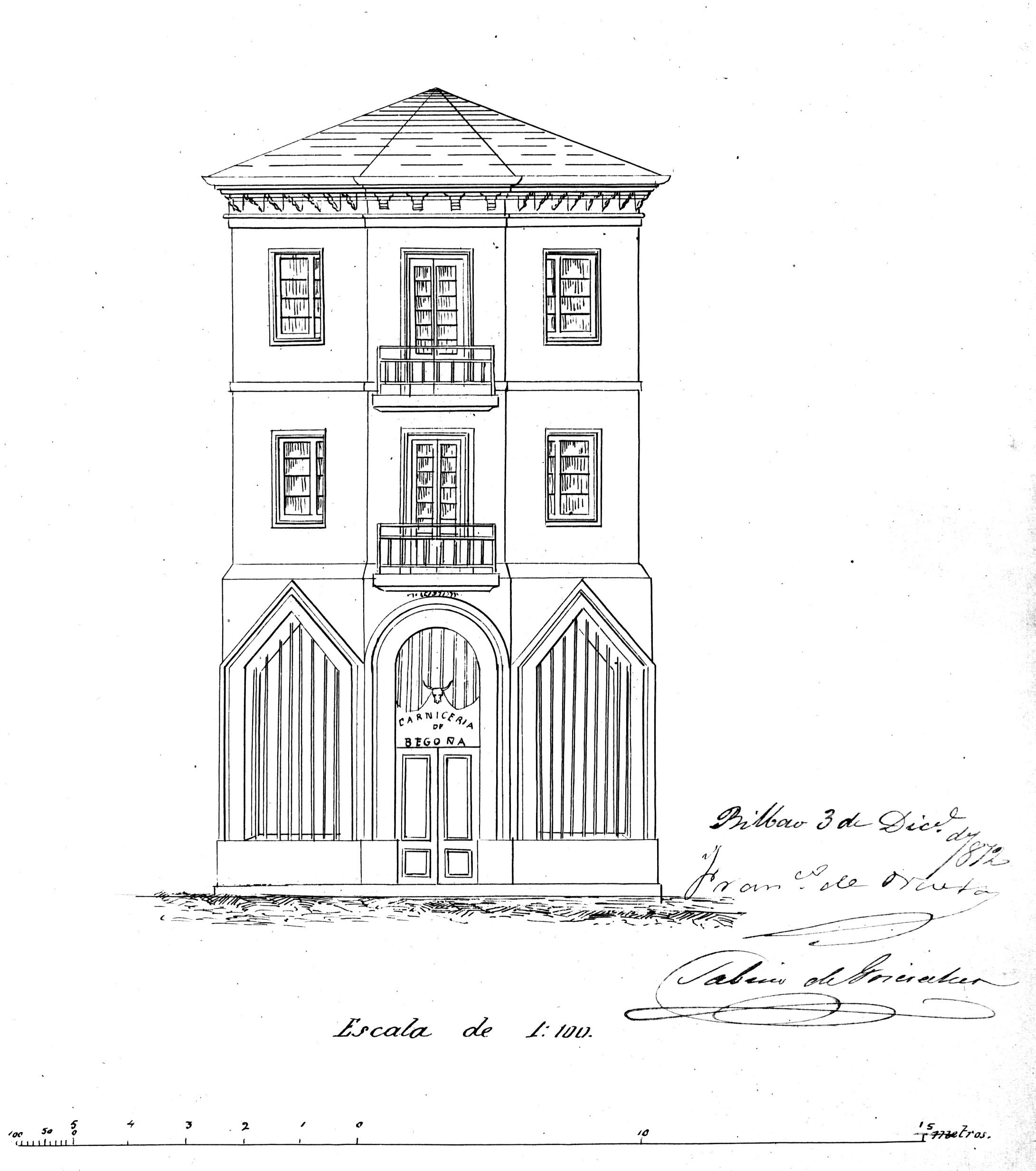 PLANO FACHADA CARNICERIA BEGOÑA 1812