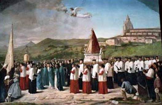 Bilbao, ay, cómo has cambiao - Procesión con la imagen de la Virgen de Begoña en 1855 con motivo de una epidemia de cólera