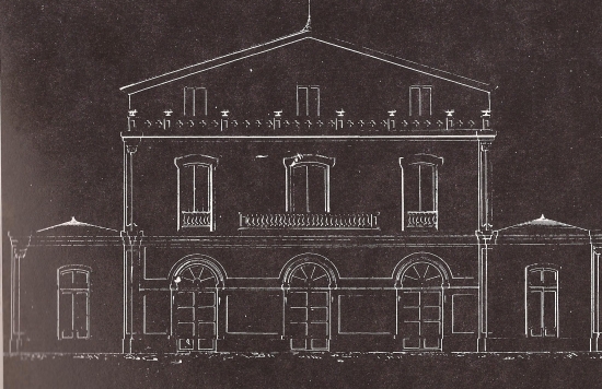 Proyecto de la primitiva estación de Atxuri, diseñado por Sabino Goicoechea. Archivo EuskoTren-Museo Vasco del Ferrocarril