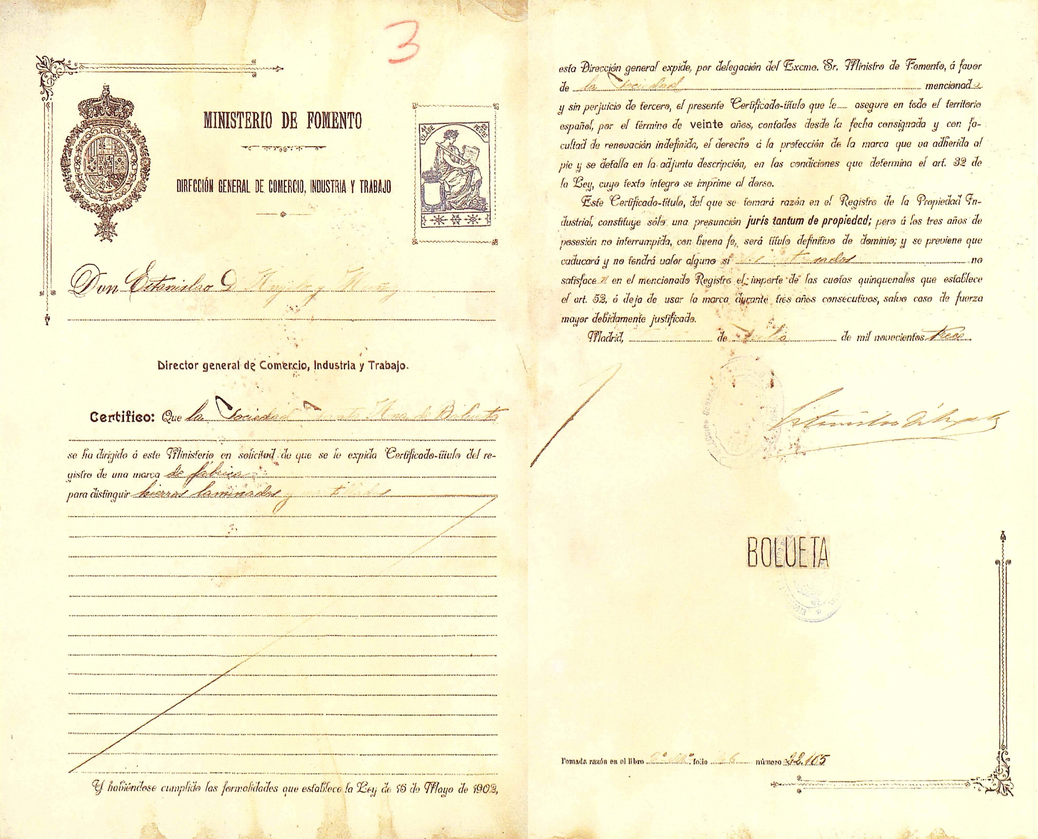 Registro de marca 1902