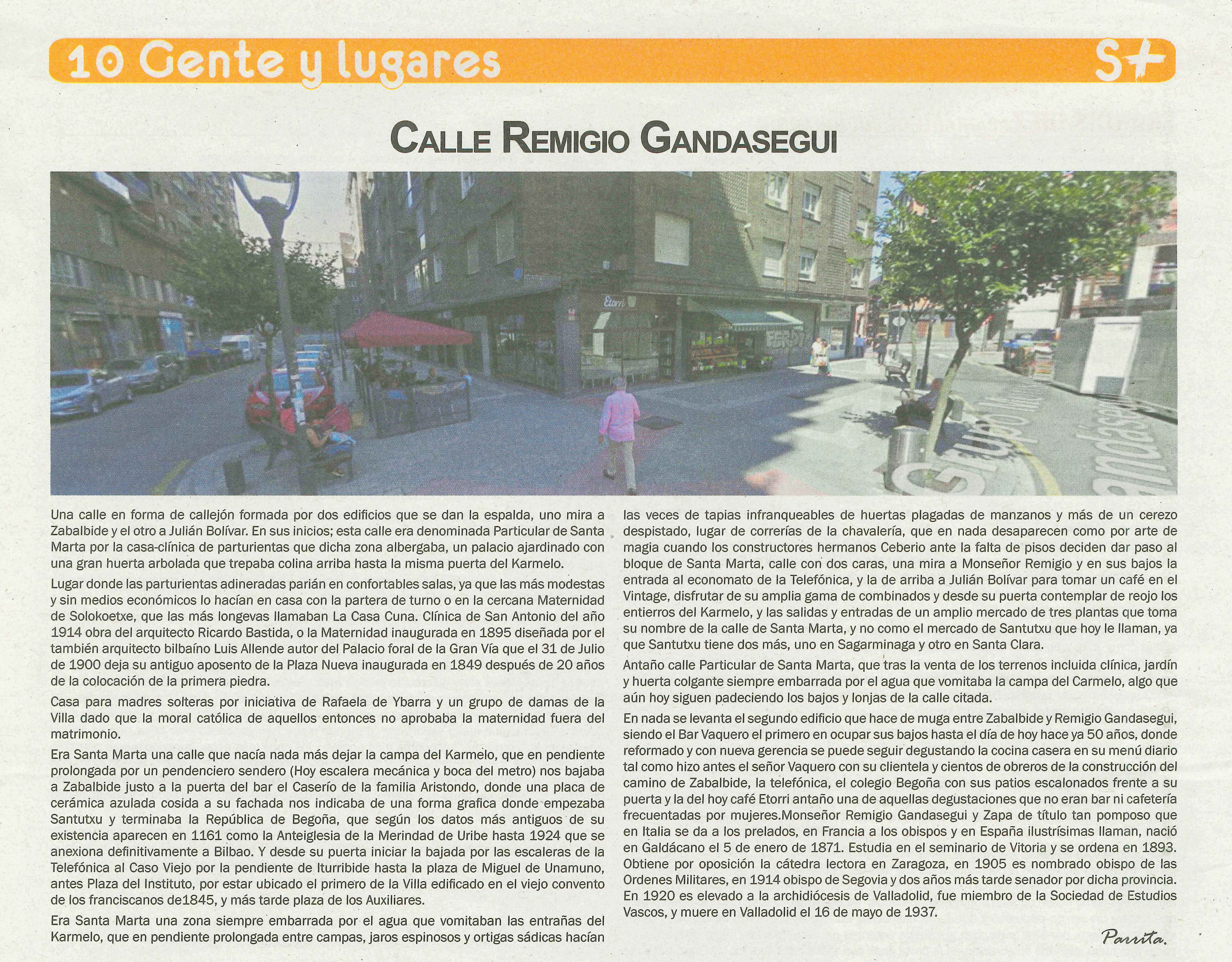 Calle Remigio Gandasegui. Revista Santutxu y + Enero 2020
