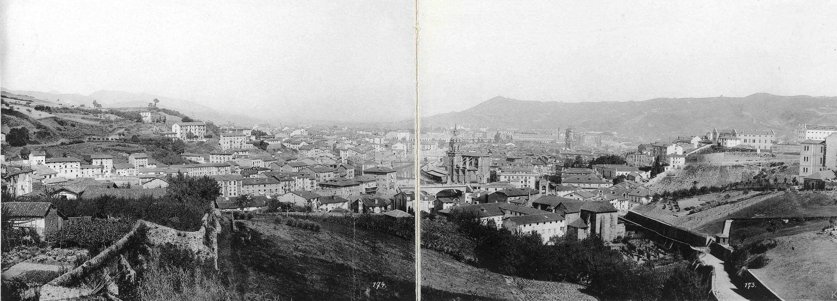 Bilbao, panorama desde las Minas del Moro 1890