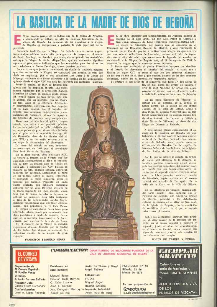 El correo de Vizcaya. Begoña Marzo 1975