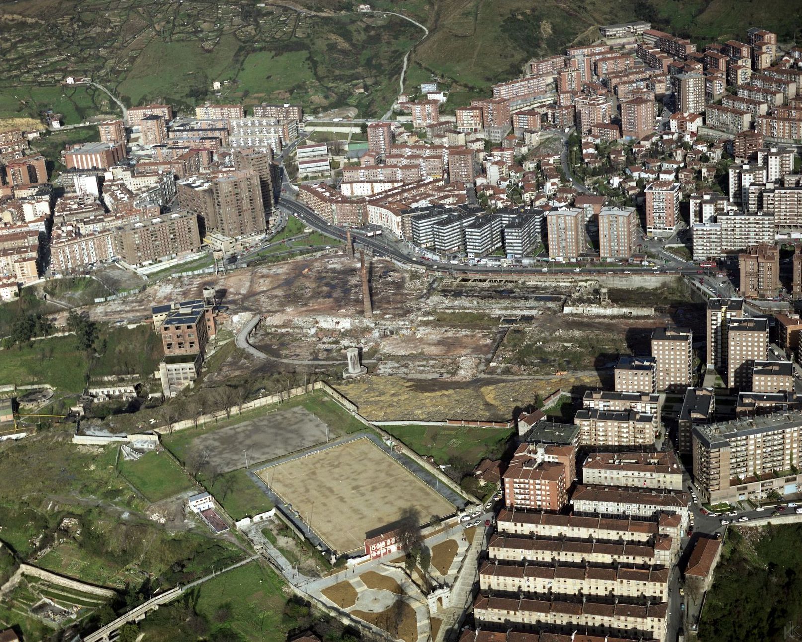 Panorámica del Parque Etxebarria 1988-01-25. Foat. Bilboko udal artxiboa