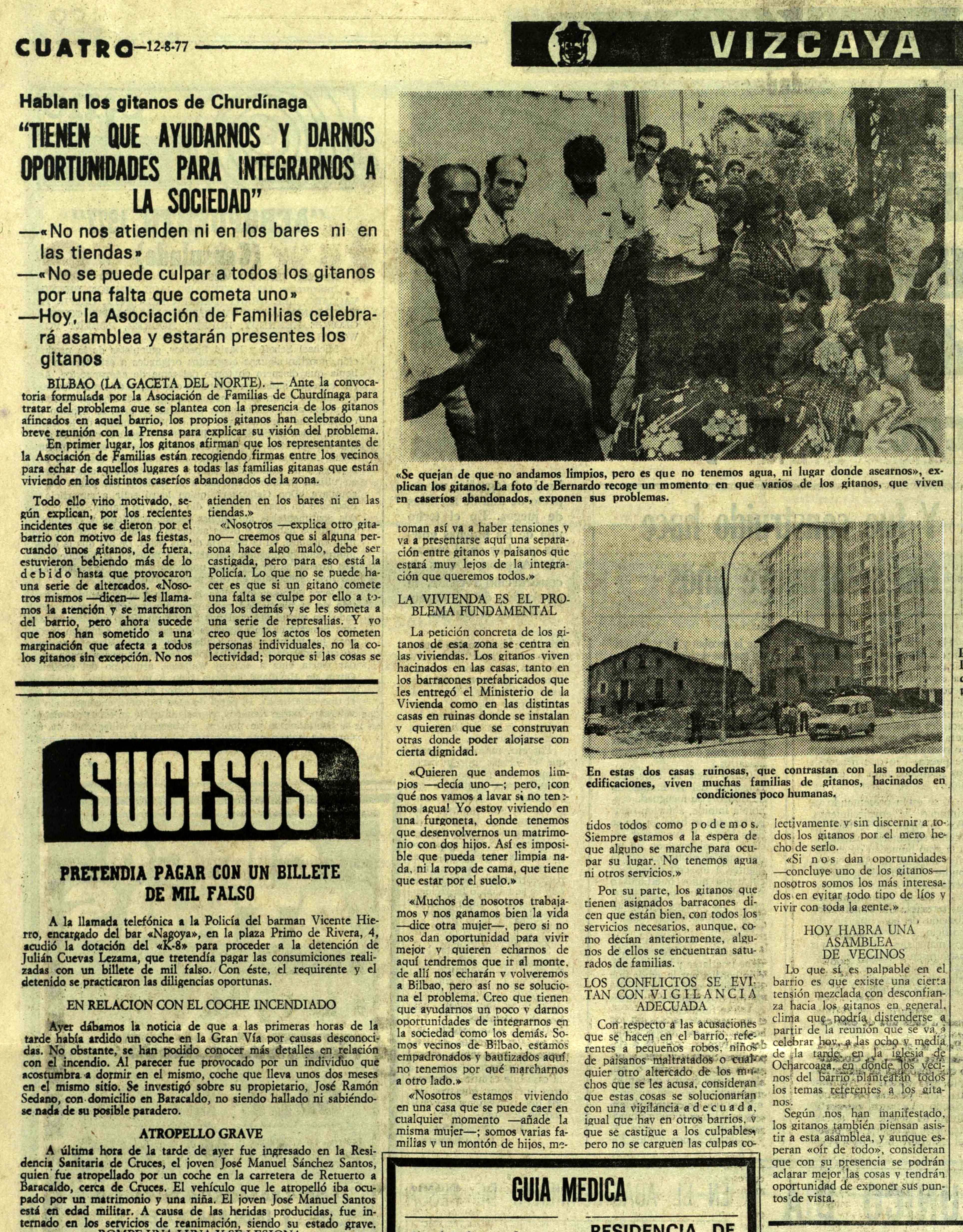 lA gACETA DEL noRTE . Gitanos en Txurdi1977_08_12