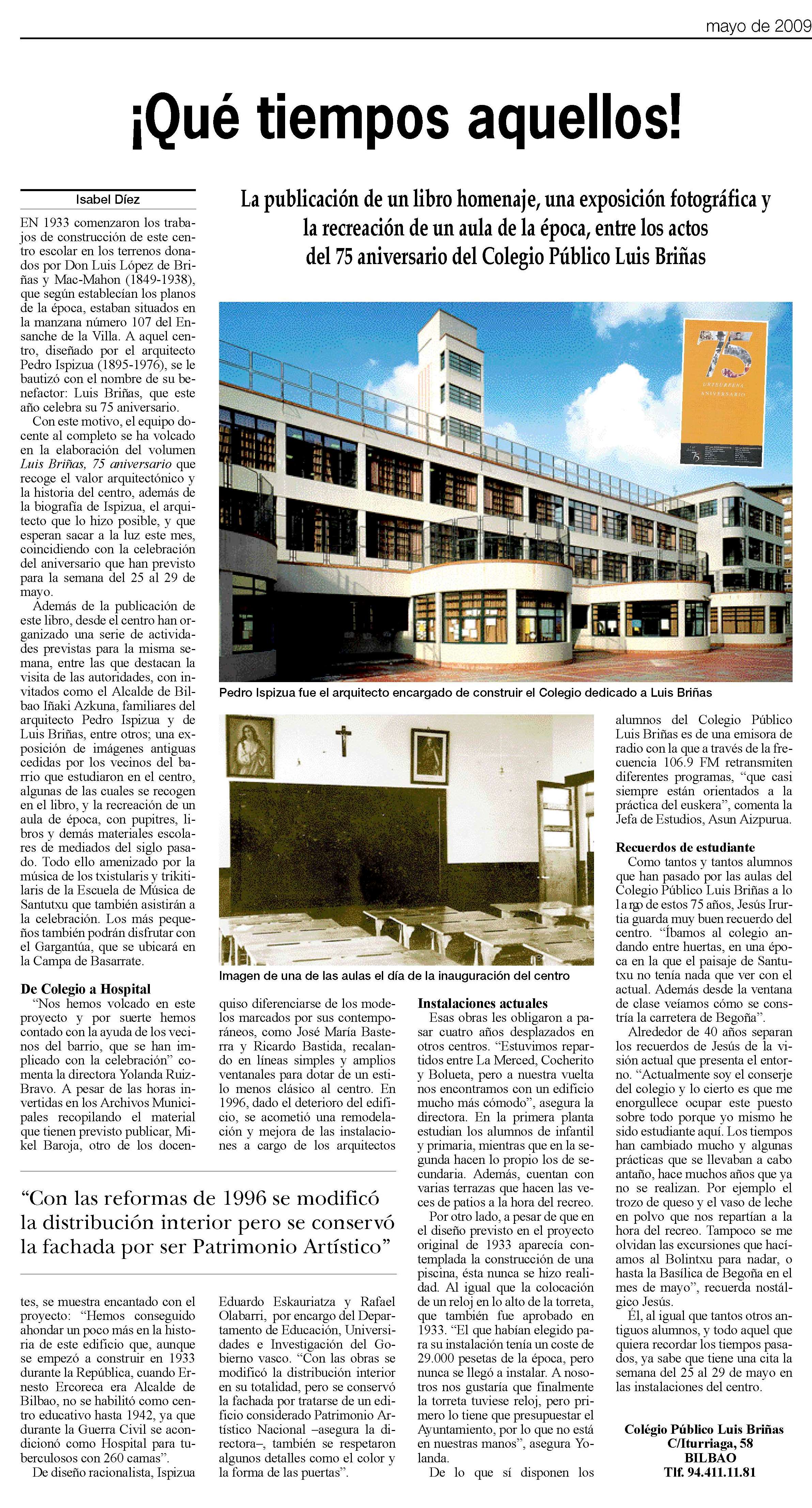 Preriodico Bilbao Mayo 2009 Briñas recortado