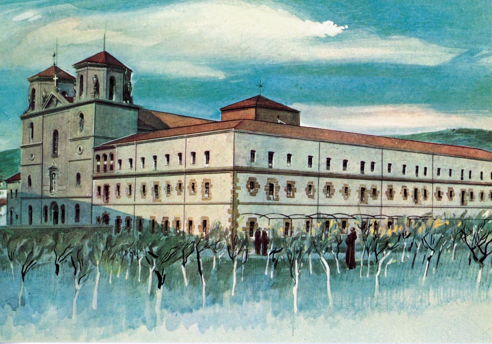 Postal del Karmelo con los terrenos colindantes